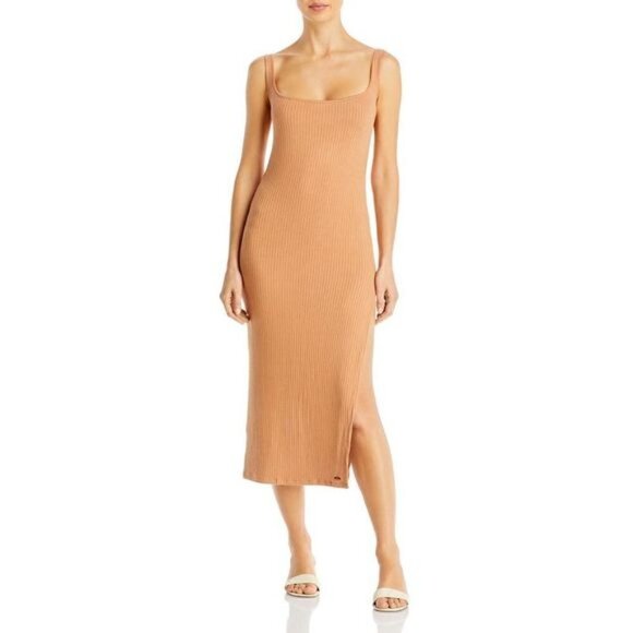 n:PHILANTHROPY Womens Rosarita Orange Ribbed Scoop Neck Midi Dress Size S NWT - Picture 8 of 8